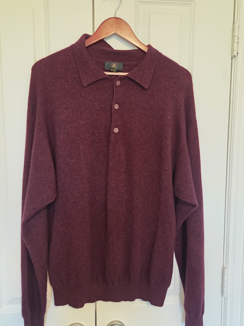 Vintage 100% Cashmere Polo Sweater Men’s S Oversized Fits L XL Burgundy